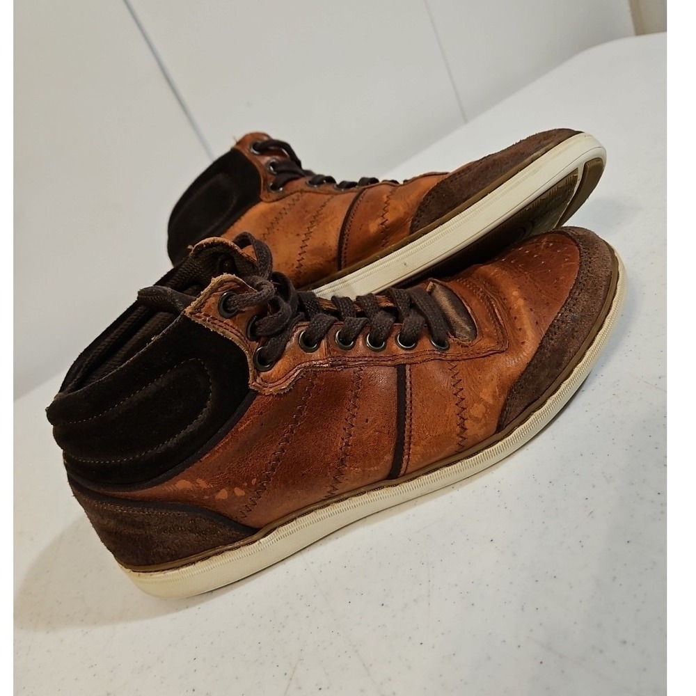 Aldo High Top Sneakers Womens Size 8 Brown Leather Lace-Up shoes (S157
